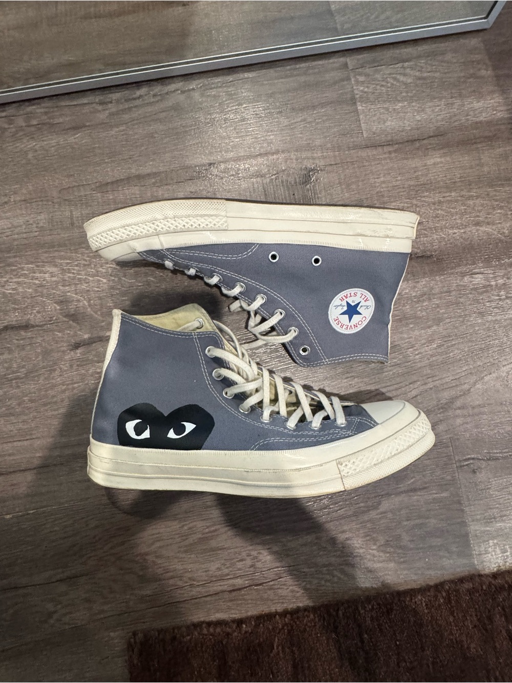 Converse Gray High-Top Sneakers with Black Heart Graphic